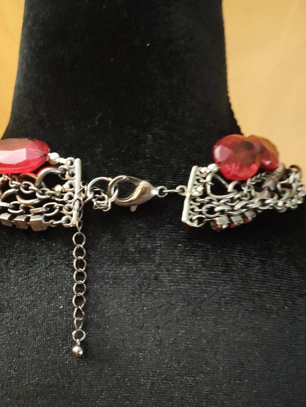 Christopher & Banks Red Multi-Strand Necklace with Matching Drop Earrings